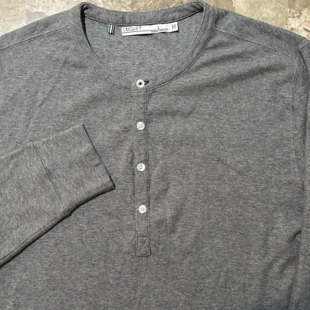 Criquet Shirt Mens Large Grey Thermal Henley Long Sleeve Knit Golf Dexter Morgan